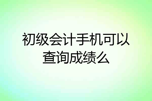初级会计手机可以查询成绩么
