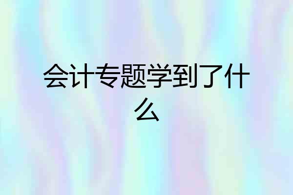 会计专题学到了什么