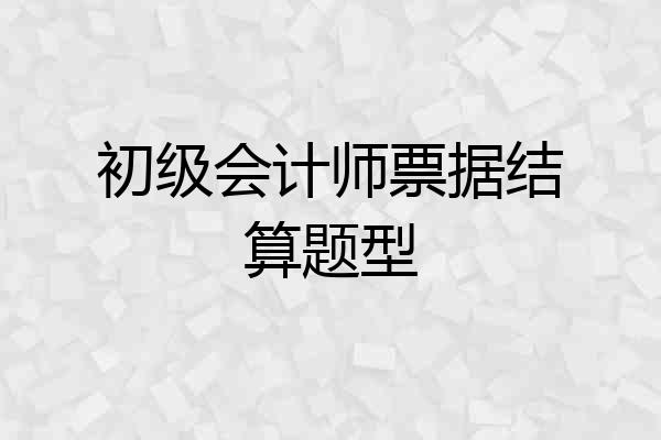 初级会计师票据结算题型
