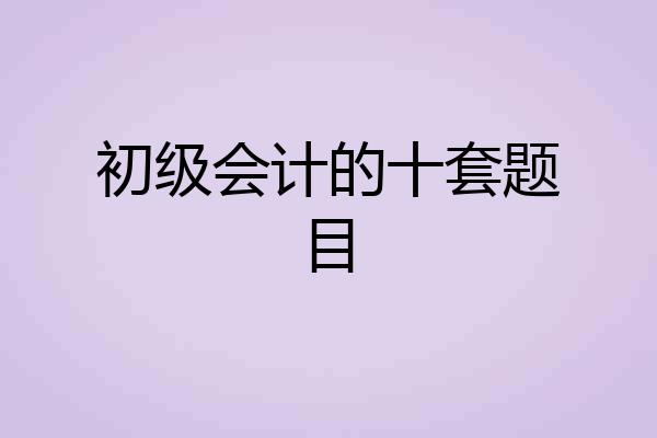 初级会计的十套题目