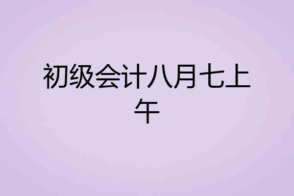 初级会计八月七上午