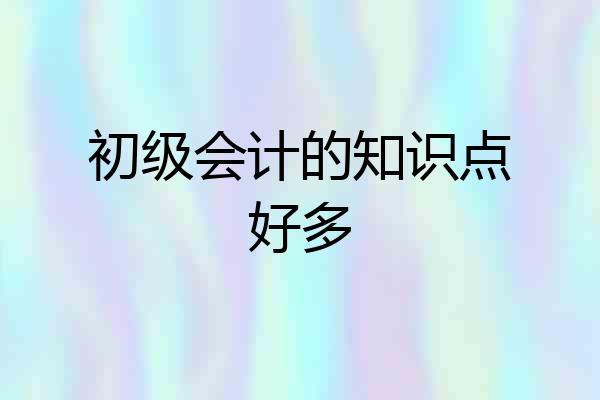 初级会计的知识点好多
