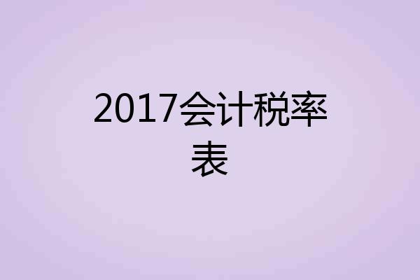 2017会计税率表