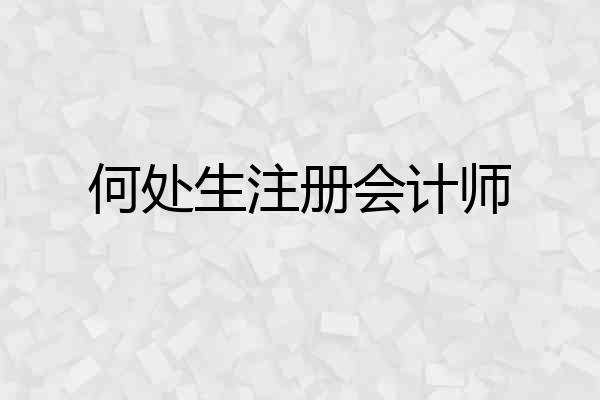 何处生注册会计师