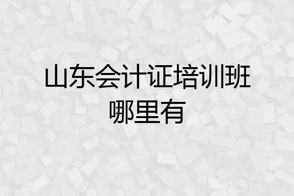 山东会计证培训班哪里有