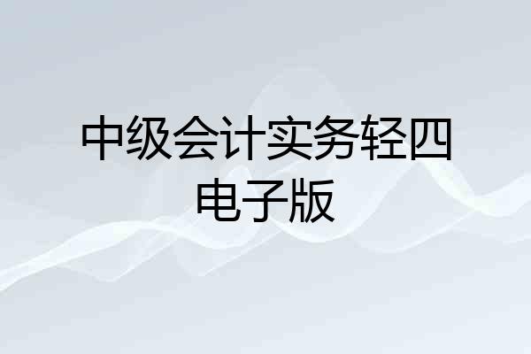 中级会计实务轻四电子版