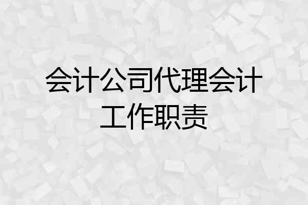 会计公司代理会计工作职责