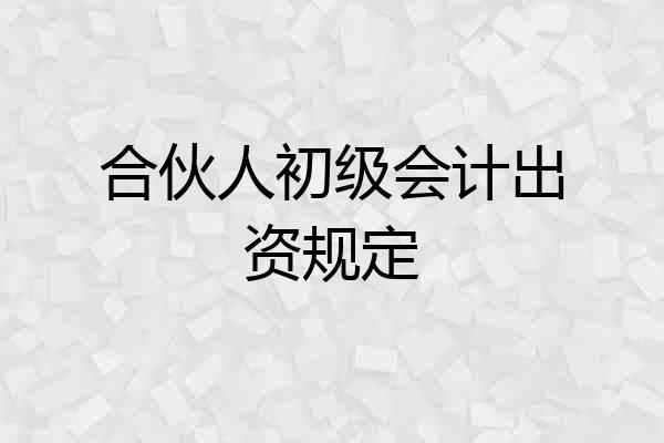 合伙人初级会计出资规定
