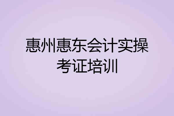 惠州惠东会计实操考证培训