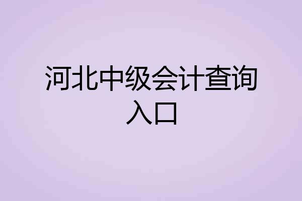 河北中级会计查询入口