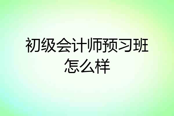 初级会计师预习班怎么样