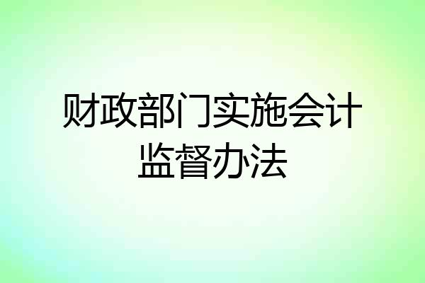 财政部门实施会计监督办法