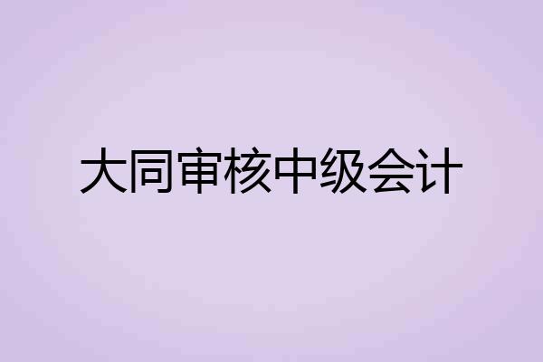 大同审核中级会计