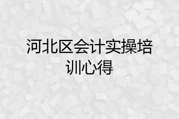 河北区会计实操培训心得