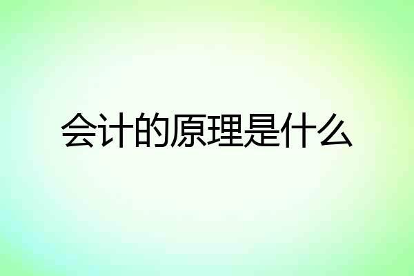 会计的原理是什么