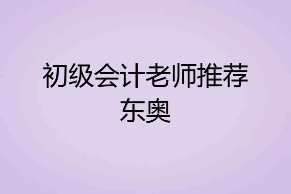 初级会计老师推荐东奥