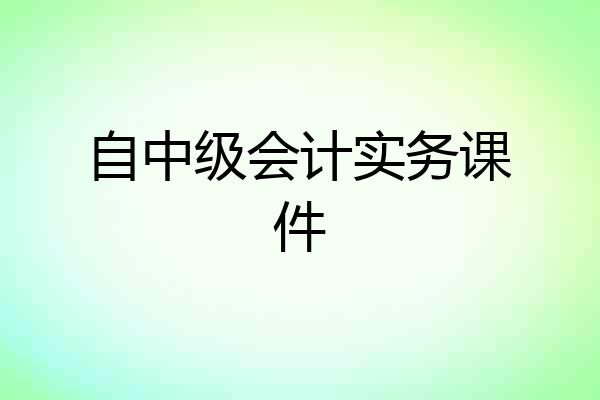 自中级会计实务课件
