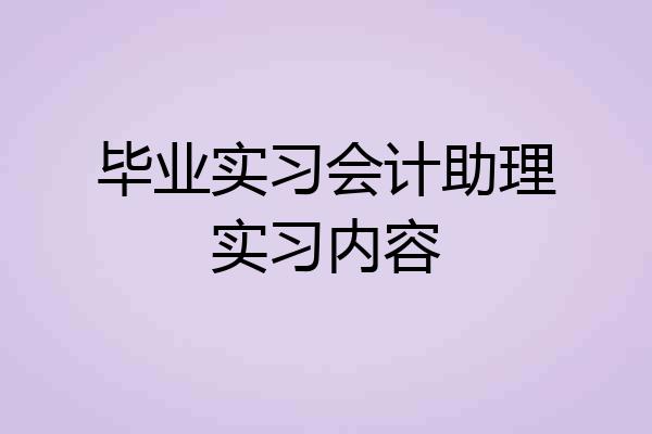 毕业实习会计助理实习内容