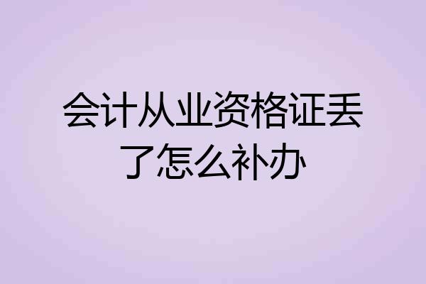 会计从业资格证丢了怎么补办