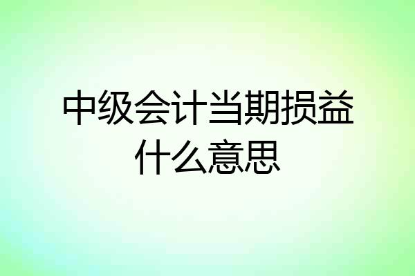 中级会计当期损益什么意思