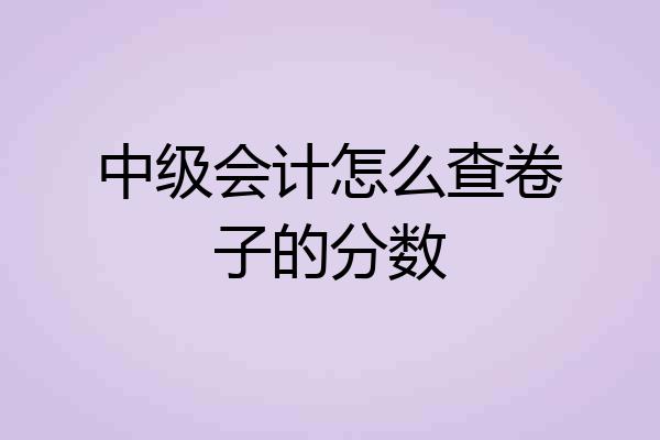 中级会计怎么查卷子的分数