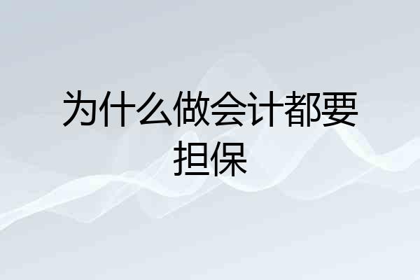 为什么做会计都要担保