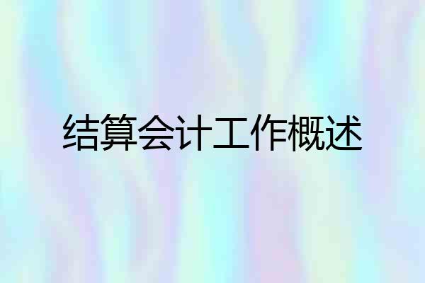 结算会计工作概述