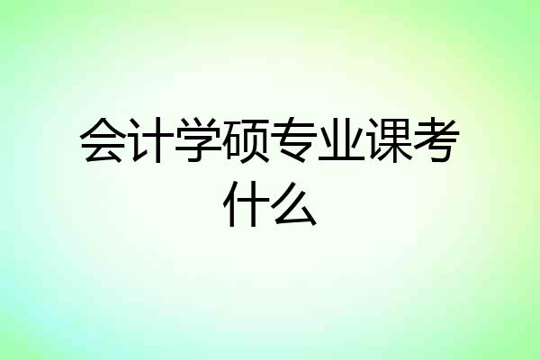 会计学硕专业课考什么
