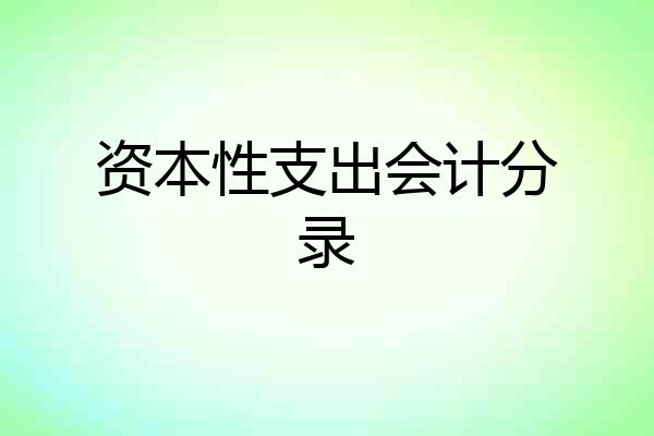 资本性支出会计分录
