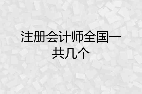 注册会计师全国一共几个