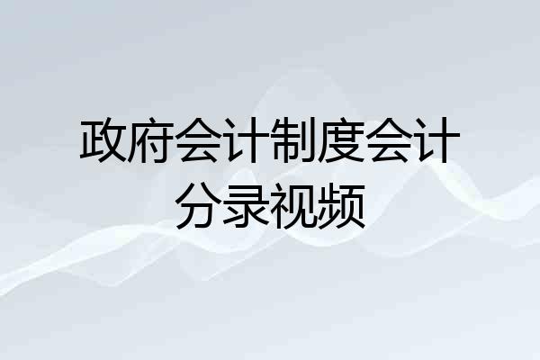 政府会计制度会计分录视频