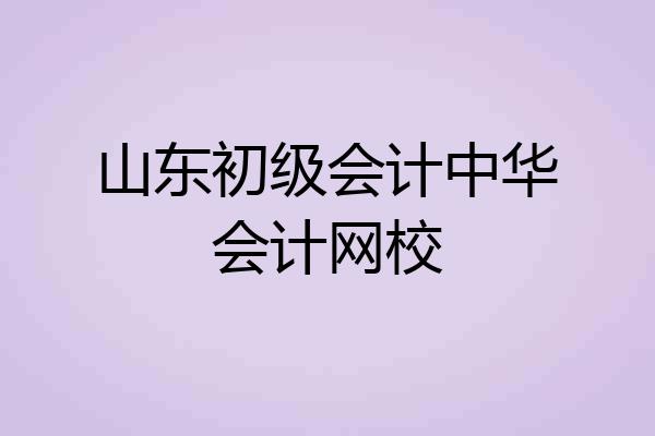 山东初级会计中华会计网校