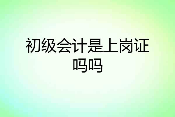 初级会计是上岗证吗吗