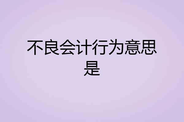 不良会计行为意思是