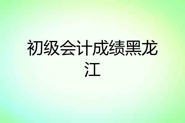 初级会计成绩黑龙江