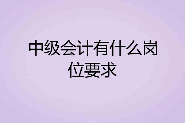 中级会计有什么岗位要求