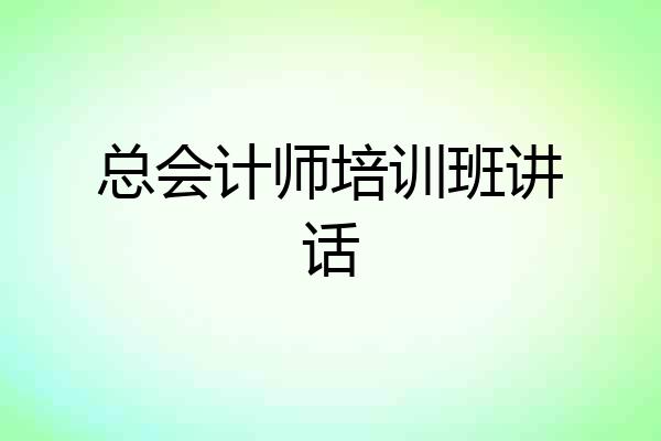 总会计师培训班讲话