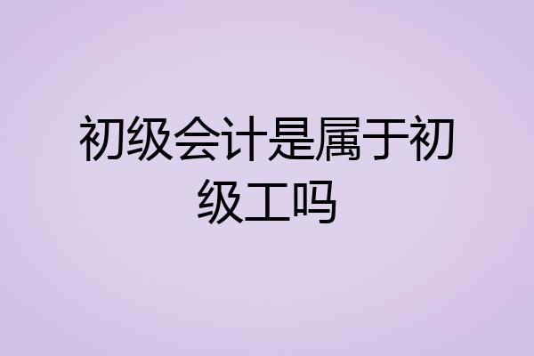 初级会计是属于初级工吗