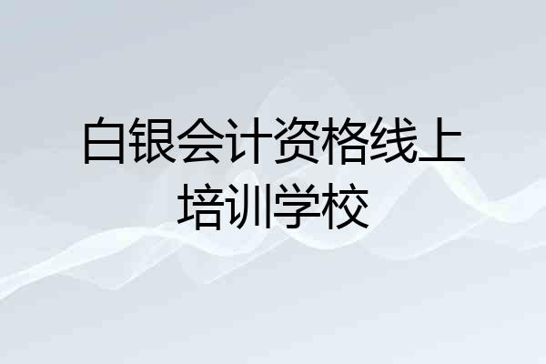 白银会计资格线上培训学校
