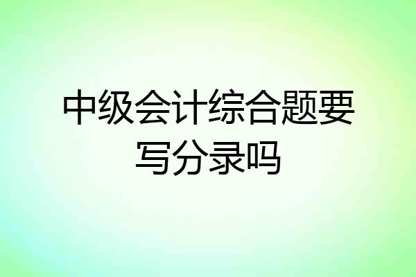 中级会计综合题要写分录吗
