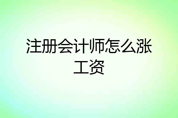 注册会计师怎么涨工资
