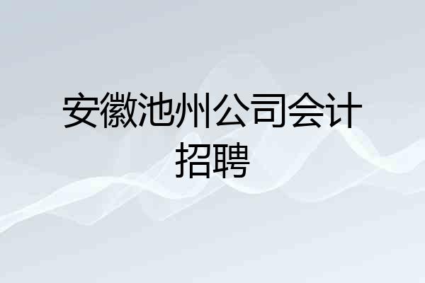 安徽池州公司会计招聘
