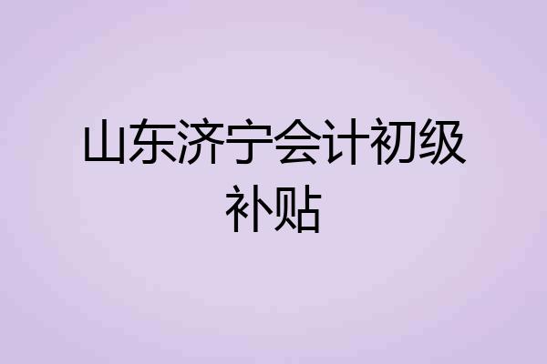 山东济宁会计初级补贴