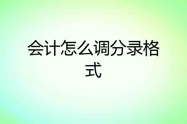 会计怎么调分录格式