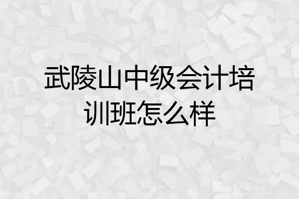武陵山中级会计培训班怎么样