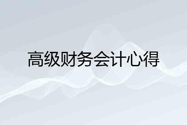 高级财务会计心得