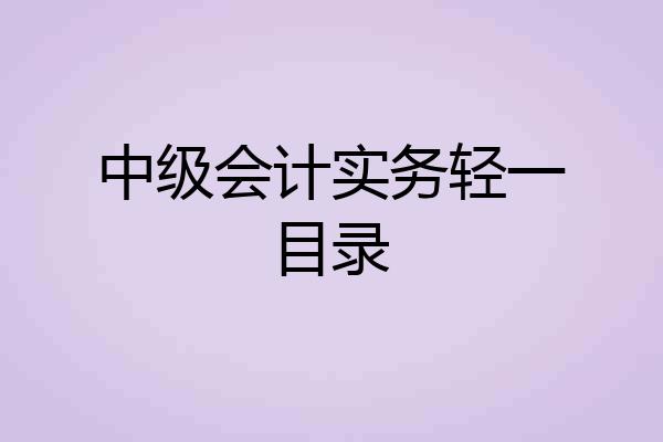 中级会计实务轻一目录