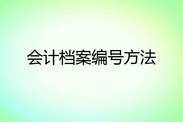 会计档案编号方法