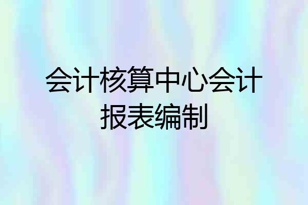 会计核算中心会计报表编制