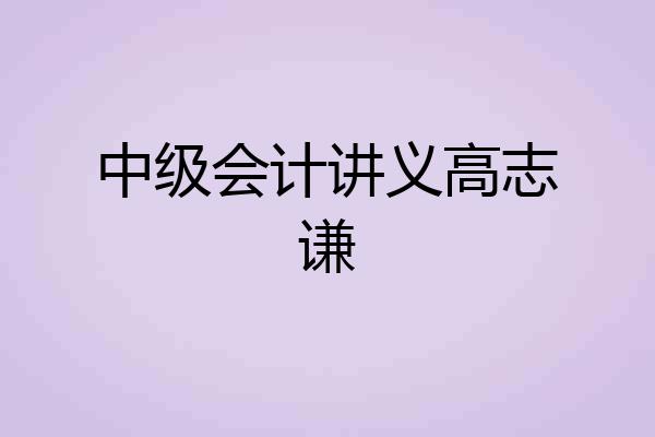 中级会计讲义高志谦